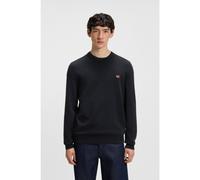 HUGO Pull en coton avec étiquette logotée rouge - Style San Cassius-C1, 50475083 Bleu foncé S