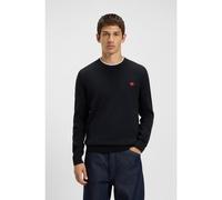 HUGO Pull en coton avec étiquette logotée rouge - Style San Cassius-C1, 50475083 Bleu foncé XL