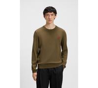 HUGO Pull en coton avec étiquette logotée rouge - Style San Cassius-C1, 50475083 Marron S
