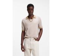 HUGO Pull en coton et lin avec col Johnny - Style Seeroy, 50557361 Beige clair S