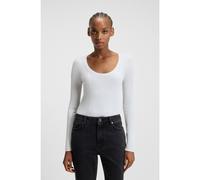 HUGO Pull en fil brillant à côtes mélangées - Style Sunessiny, 50548250 Blanc M