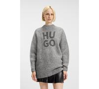 HUGO Pull en laine et alpaga à logo revisité brillant - Style Sloguis, 50548245 Gris chiné M