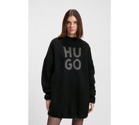 HUGO Pull en laine et alpaga à logo revisité brillant - Style Sloguis, 50548245 Noir XL