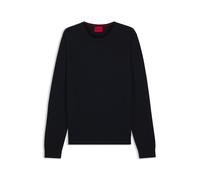 HUGO Pull en laine mérinos avec logo brodé - Style San Cedric-M1, 50476832 Bleu foncé XL