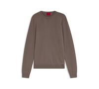 HUGO Pull en laine mérinos avec logo brodé - Style San Cedric-M1, 50476832 Marron L