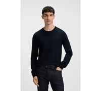 HUGO Pull en laine vierge avec logo brodé - Style San Cedric-M1, 50476832 Bleu foncé L