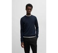 HUGO Pull en laine vierge avec logo brodé - Style San Cedric-M1, 50476832 Bleu foncé S