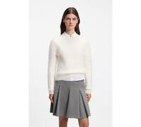 HUGO Pull en maille à chevrons avec rivet orné du logo revisité - Style Shomero, 50569397 Naturel XL