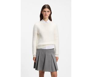 HUGO Pull en maille à chevrons avec rivet orné du logo revisité - Style Shomero, 50569397 Naturel XXL