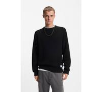 HUGO Pull en maille côtelée de coton - Style Sonnee, 50551398 Noir XL