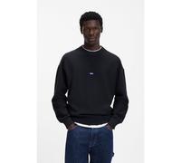 HUGO Pull en maille de coton avec étiquette logotée bleue - Style San Casey-C1, 50553601 Bleu foncé M