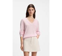 HUGO Pull en maille semi-transparente à col V - Style Slumye_B, 50564299 Rose clair XS