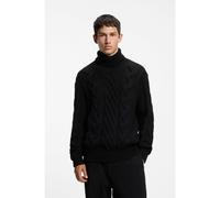 HUGO Pull Oversize à col roulé en maille torsadée - Style Scanlon, 50570399 Noir XXL