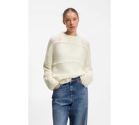 HUGO Pull Oversize avec lignes ondulées - Style Slookia_B, 50564321 Naturel L