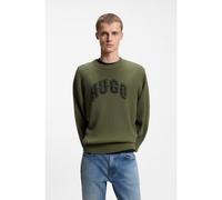HUGO Pull Oversize en coton côtelé avec logo style universitaire - Style Showdy, 50564233 Olive M