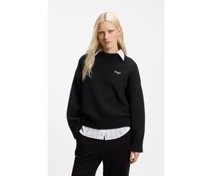 HUGO Pull Oversize en maille à logo manuscrit - Style Shenny_B, 50569622 Noir L