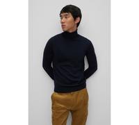 HUGO Pull Regular à col roulé en laine vierge - Style San Thomas-M, 50474174 Bleu foncé L