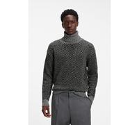 HUGO Pull Relaxed à col roulé en maille à chevrons - Style Sherborne, 50570240 Gris sombre L