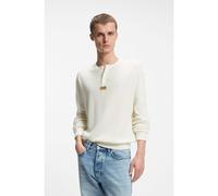 HUGO Pull Relaxed à encolure tunisienne en coton gaufré - Style Sranger, 50566411 Naturel M