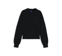 HUGO Pull Relaxed en maille avec badge Happy HUGO - Style Slogerynna_B, 50548138 Noir L