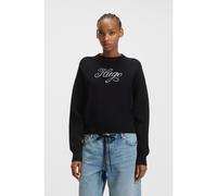 HUGO Pull Relaxed en maille avec logo en fil métallisé - Style Slogix_B, 50548145 Noir L