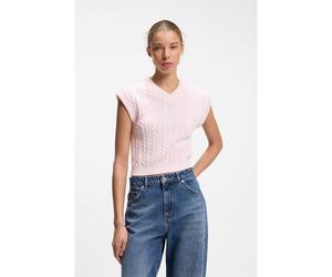 HUGO Pull sans manches en coton à la structure en maille torsadée - Style Shena_B, 50564317 Rose clair M