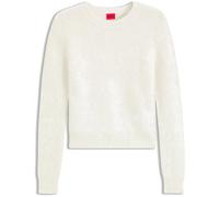 HUGO Pull en maille à chevrons avec rivet orné du logo revisité - Style Shomero, 50569397 Naturel S