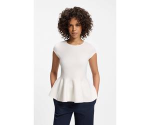 HUGO Pull Slim avec ourlet à basque - Style Siefata, 50562667 Naturel L