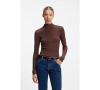HUGO Pull Slim côtelé à col cheminée - Style Sarmia_B, 50571673 Marron L