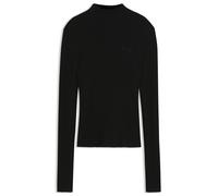 HUGO Pull Slim côtelé à col cheminée - Style Sarmia_B, 50571673 Noir M