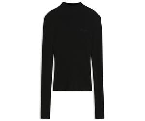 HUGO Pull Slim côtelé à col cheminée - Style Sarmia_B, 50571673 Noir M