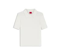 HUGO Pull Slim Fit côtelé à col polo - Style Sareplette, 50557771 Blanc M