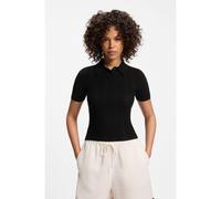 HUGO Pull Slim Fit côtelé à col polo - Style Sareplette, 50557771 Noir L