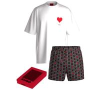 HUGO Pyjama en coton à imprimé cœur, dans une boîte cadeau - Style AMORO_SHORT SET, 50556676 Fantaisie XXL