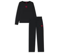HUGO Pyjama Regular en coton stretch avec étiquettes logotées - Style NITE_LONG SET, 50549929 Noir L
