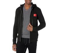 HUGO Regular Fit Square Logo Jersey Hooded Zip Up Sweatshirt Capuche, Corbeau Noir, L Homme