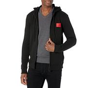 Hugo Regular Fit Square Logo Jersey Hooded Zip Up Sweatshirt Capuche, Corbeau Noir, XL Homme