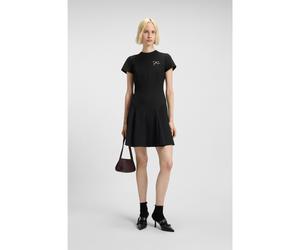 HUGO Robe à la coupe évasée avec empiècements godets et broche nœud - Style Kejuli, 50547221 Noir 38