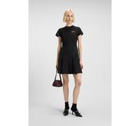 HUGO Robe à la coupe évasée avec empiècements godets et broche nœud - Style Kejuli, 50547221 Noir 44