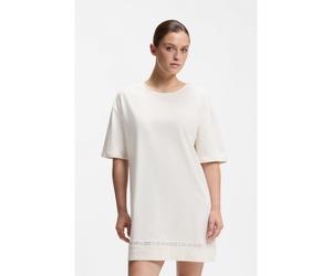 HUGO Robe de nuit en coton stretch avec empiècement en mesh - Style MESH LOGO NIGHTY, 50561598 Naturel XS