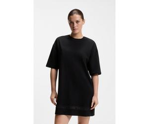 HUGO Robe de nuit en coton stretch avec empiècement en mesh - Style MESH LOGO NIGHTY, 50561598 Noir M