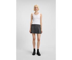 HUGO Robe débardeur côtelée avec jupe plissée - Style Norila_B, 50542567 Blanc / Gris L