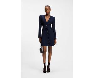 HUGO Robe en maille bouclette avec boutons dorés - Style Kanegi-1, 50553543 Bleu foncé 36