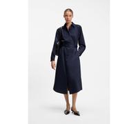 HUGO Robe longue en satin de coton avec ceinture - Style Kilini, 50563912 Bleu foncé 34