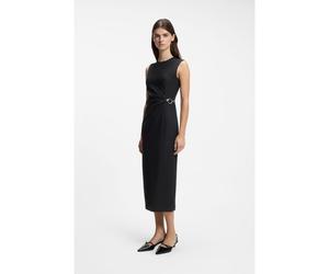 HUGO Robe mi-longue à mousqueton en métal - Style Klinda, 50564202 Noir 46