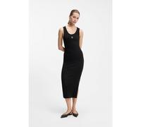 HUGO Robe midi en jersey de coton mélangé à logo revisité - Style Nalimera, 50514521 Noir M
