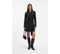 HUGO Robe portefeuille à manches longues en satin à logo empilé - Style Kilanda, 50569295 Noir 38