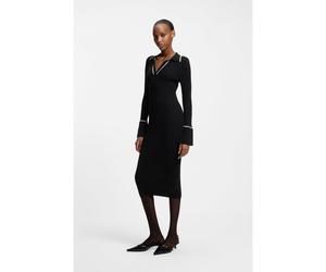 HUGO Robe tube avec passepoil contrasté - Style Samury, 50554078 Noir L
