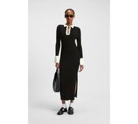 HUGO Robe tube en maille avec patte d’encolure goutte d’eau à logo revisité - Style Sharry, 50542620 Noir XL