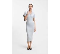 HUGO Robe vanisée en côtes avec logo revisité - Style Sunsyry, 50557773 bleu clair M
